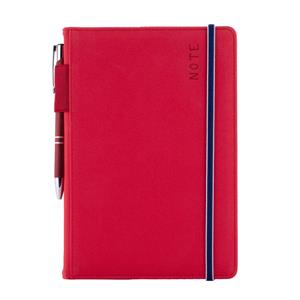 Notes - zápisník AMOS A5 linkovaný - červená/modrá gumička