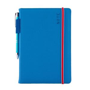 Notes - zápisník AMOS A5 linkovaný - modrá/červená gumička