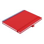Notes - zápisník koženkový SIMPLY A5 linkovaný - červená/modrá spirála