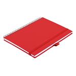 Notes - zápisník koženkový SIMPLY A5 linkovaný - červená/stříbrná spirála