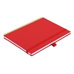 Notes - zápisník koženkový SIMPLY A5 linkovaný - červená/žlutá spirála