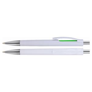 Plastové kuličkové pero Porlanka - bílá/zelená