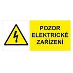 POZOR Elektrické zařízení ! - bezpečnostní tabulka s dírkami, plast 2 mm, 90 x 40 mm