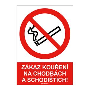 Zákaz kouření na chodbách a schodištích, samolepka a5