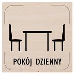 Cedulka na dveře - Denní místnost - piktogram, dřevěná tabulka, 80 x 80 mm