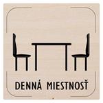 Cedulka na dveře - Denní místnost - piktogram, dřevěná tabulka, 80 x 80 mm