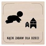Cedulka na dveře - Dětský koutek - piktogram, dřevěná tabulka, 80 x 80 mm