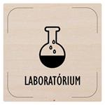 Cedulka na dveře - Laboratoř - piktogram, dřevěná tabulka, 80 x 80 mm