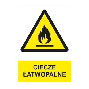 CIECZE ŁATWOPALNE - znak BHP, płyta PVC A4, 0,5 mm