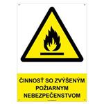Činnosť so zvýšeným požiarnym nebezpečenstvom-bezpečnostná tabuľka s dierkami, plast A4, 2mm