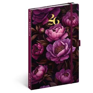 Čtrnáctidenní diář/notes 2026 A5 Fialová květy