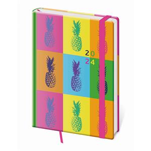 Denní diář A5 2024 Vario s gumičkou - Pineapple