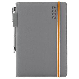 Diář AMOS týdenní A5 2027 polský - šedá/oranžová gumička