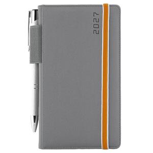 Diář AMOS týdenní kapesní 2027 slovenský - šedá/oranžová gumička