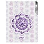 Diář DESIGN denní A4 2024 - Mandala fialový