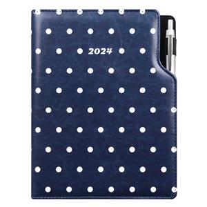 Diář DESIGN denní A4 2024 - modrý - puntíky