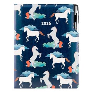 Diář DESIGN denní A4 2026 - modrá - Koně