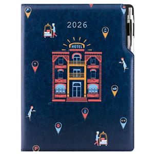 Diář DESIGN denní A4 2026 polský - modrá - Hotel