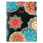 Diář DESIGN denní A4 2027 - černý - kaleidoskop