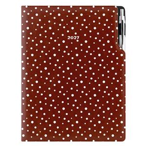 Diář DESIGN denní A4 2027 - hnedá - Bodky