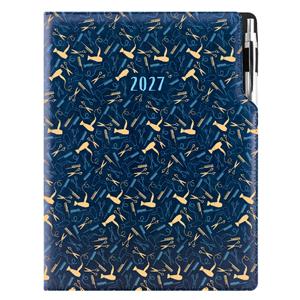 Diář DESIGN denní A4 2027 - modrá - Kadeřník