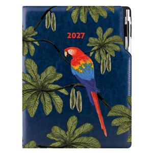 Diář DESIGN denní A4 2027 - modrá - Papoušek
