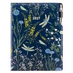 Diář DESIGN denní A4 2027 - modrá - Vážky