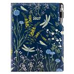 Diář DESIGN denní A4 2027 - modrý - vážky