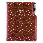 Diář DESIGN denní A5 2026 český - hnědá - Puntíky