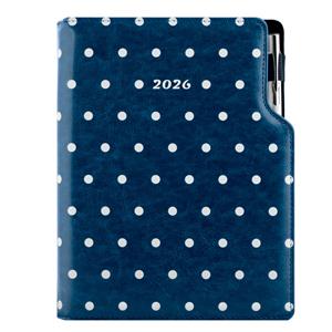 Diář DESIGN denní A5 2026 český - modrá - Puntíky