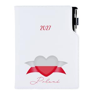 Diář DESIGN denní A5 2027 - bílá - Polsko - vlajka
