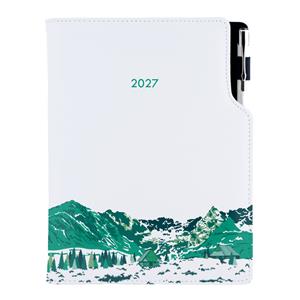 Diář DESIGN denní A5 2027 český - bílá - Hory