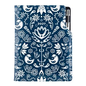 Diář DESIGN denní A5 2027 - modrá - Folk