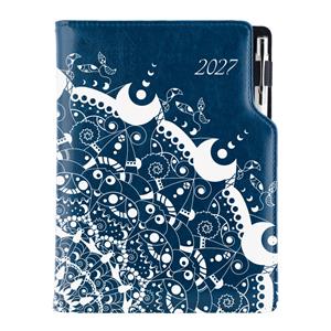 Diář DESIGN denní A5 2027 - modrý - ornament