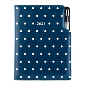 Diář DESIGN denní A5 2027 - modrý - puntíky