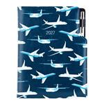 Diář DESIGN denní A5 2027 polský - modrá - Letadla