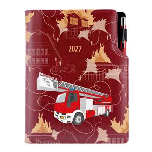 Diář DESIGN denní A5 2027 slovenský - bordó - Hasič