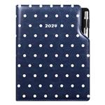 Diář DESIGN denní B6 2024 - modrý - puntíky