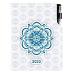 Diář DESIGN denní B6 2025 - Mandala modrá