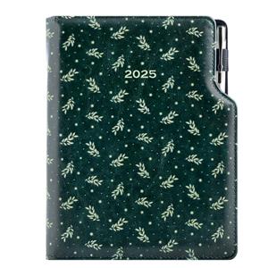 Diář DESIGN denní B6 2025 - zelená - Větvičky