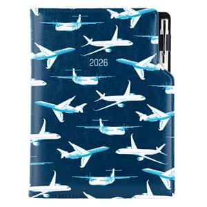 Diář DESIGN denní B6 2026 polský - modrá - Letadla