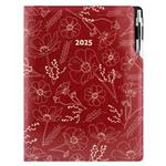 Diář DESIGN týdenní A4 2025 - bordo - květiny