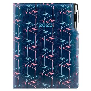 Diář DESIGN týdenní A4 2025 polský - modrá - Flamingo