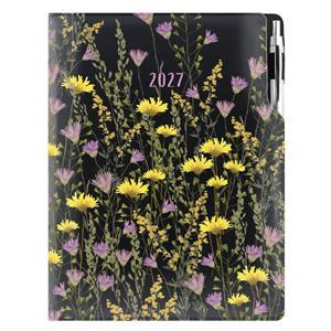 Diář DESIGN tydenní A4 2027 - černá - Louka