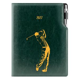 Diář DESIGN týdenní A4 2027 český - zelená - Golf muž