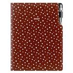 Diář DESIGN tydenní A4 2027 - hnědá - Puntíky