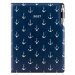 Diář DESIGN týdenní A4 2027 - modrý - námořník - kotvy
