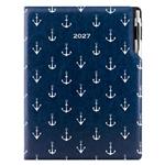 Diář DESIGN týdenní A4 2027 - modrý - námořník - kotvy