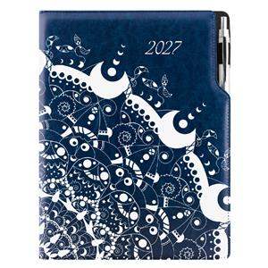 Diář DESIGN týdenní A4 2027 - modrý - ornament