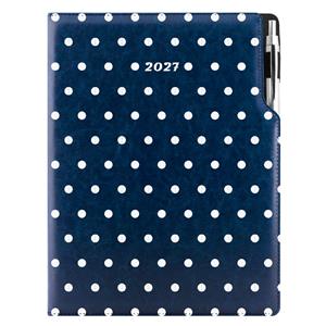 Diář DESIGN týdenní A4 2027 - modrý - puntíky